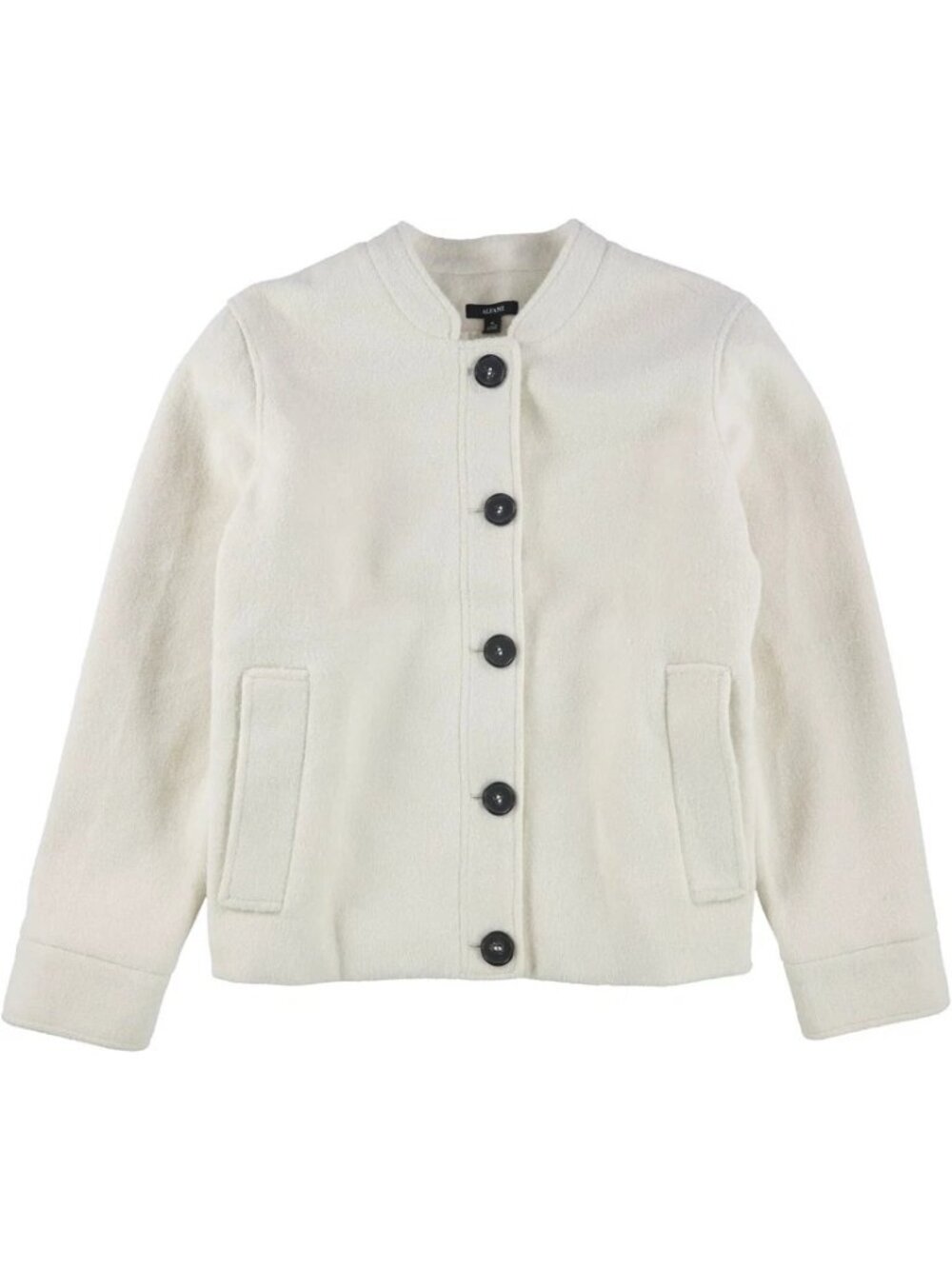 Alfani Womens Pocketed Solid Bomber Jacket Long Sleeves Ivory Size Large